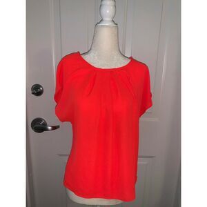 Agaci Top Solid Hot Pink Short Sleeve Blouse Sz M